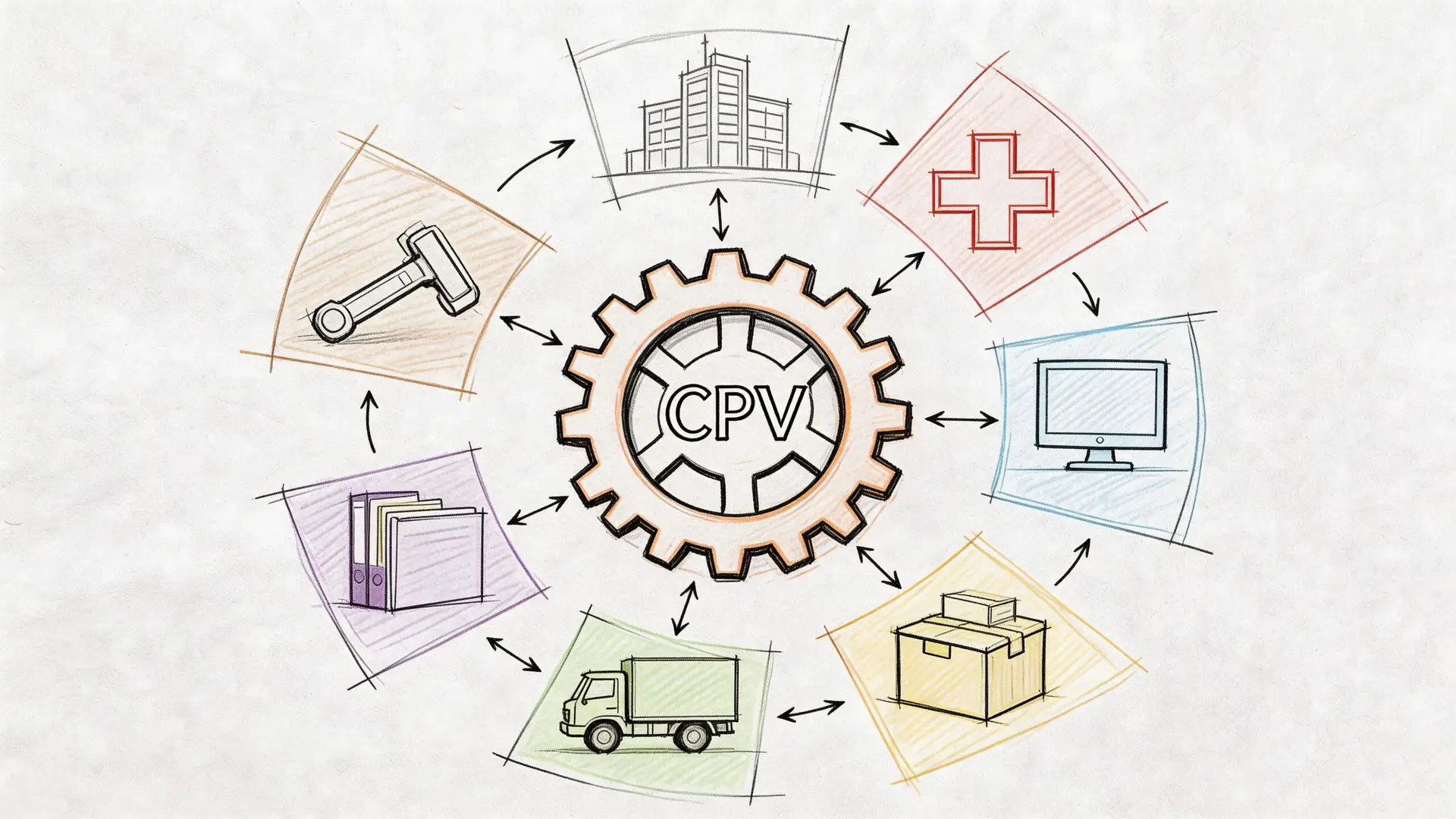 Schema grafico che illustra le diverse aree operative collegate centralmente al sistema CPV per gli impianti elettrici.