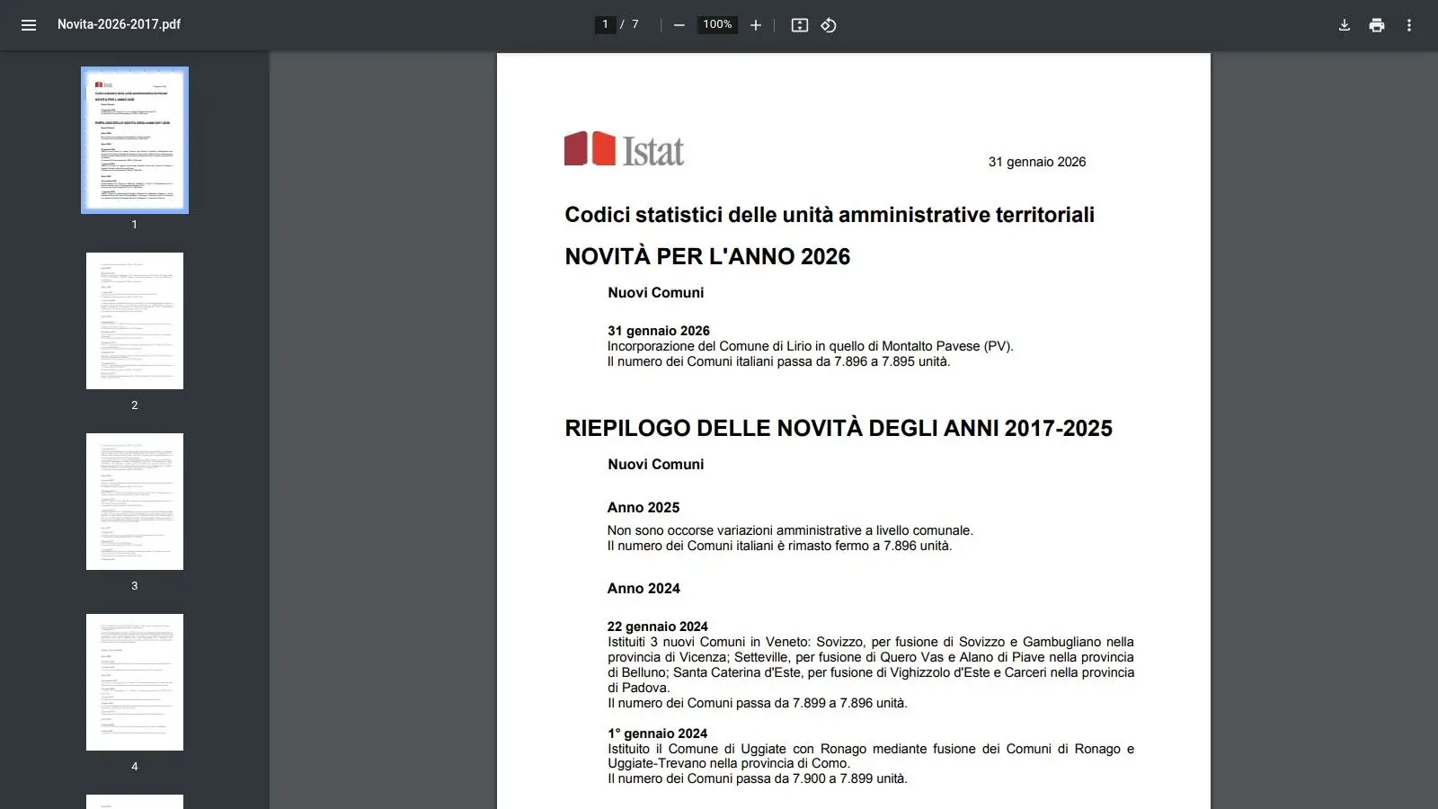 ISTAT – Codici e denominazioni delle unità territoriali (Comuni/Province/Regioni)