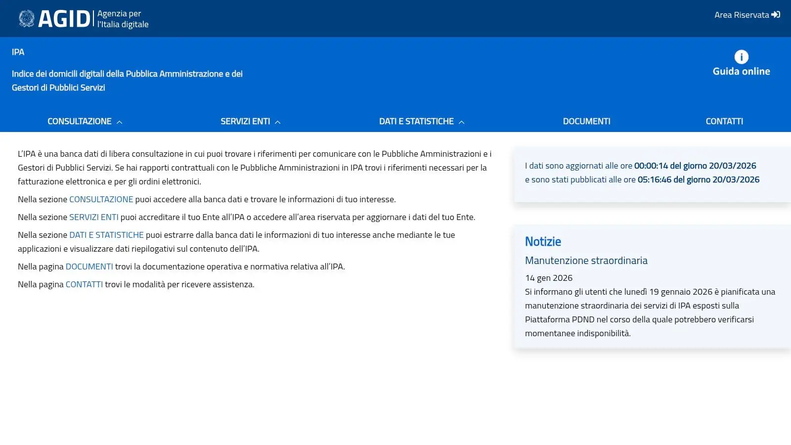 Indice delle Pubbliche Amministrazioni (IPA)