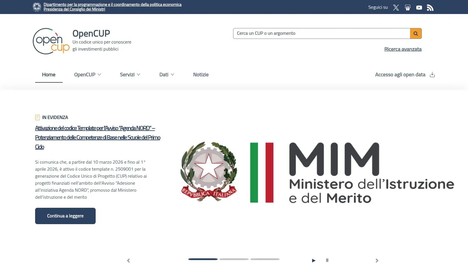 OpenCUP – Portale degli investimenti pubblici (CUP)